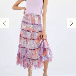 Anthropologie Maeve tiered tulle maxi skirt - size M medium